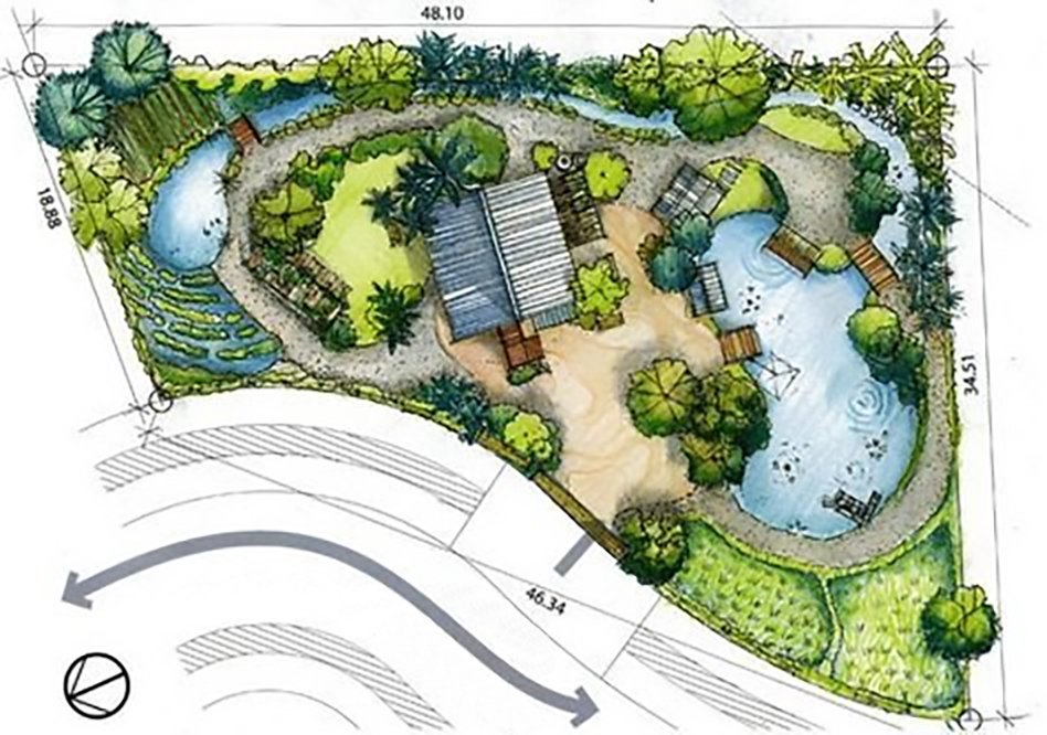 Thiết kế sân vườn với concept đồng bộ về kích thước, màu sắc, vật liệu 